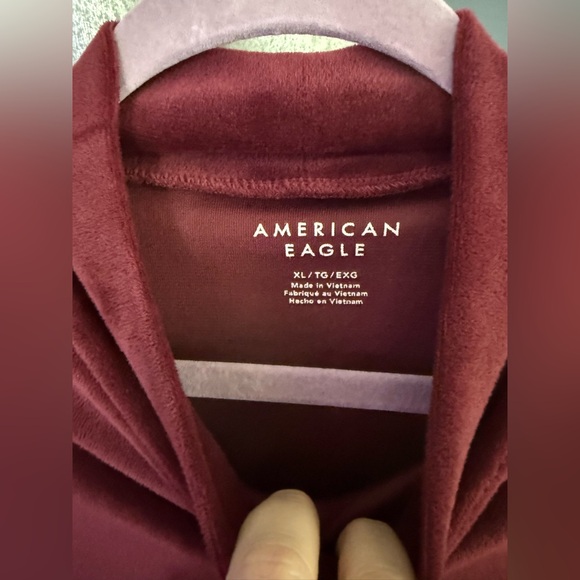 AE Velvet Burgundy Long Sleeve Bodysuit Thong Mock Neck Turtleneck Size xl - Picture 4 of 4